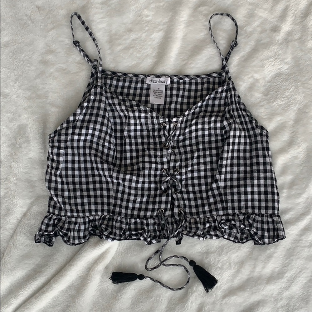 Black and white plaid crop top